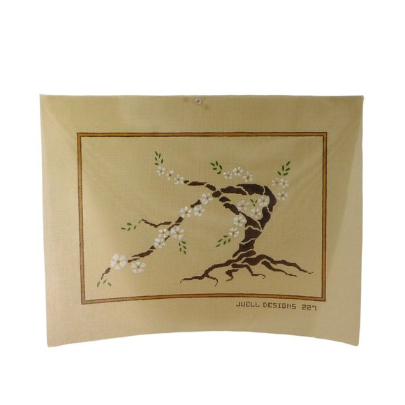 New Vintage Cherry Bonsai Tree Needlepoint Canvas Juell Designs Hand Painted - Picture 1 of 3